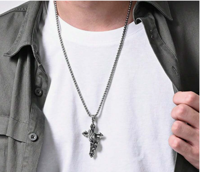 ✝️ Collier homme "Foi en prière"